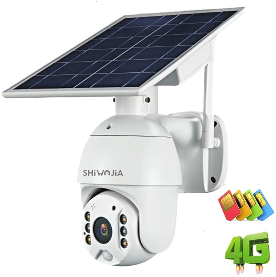 SHIWOJIA 582 Blanca Cámara Vigilancia Exterior 360º SIM 4G Solar